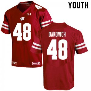 Youth Wisconsin Badgers NCAA #48 Cole Dakovich Red Authentic Under Armour Stitched College Football Jersey LK31B14HD